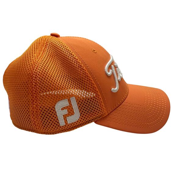 Titleist Pro V1 FJ Orange Fitted Stretch Golf Hat Cap Size Small-Medium - Picture 2 of 8